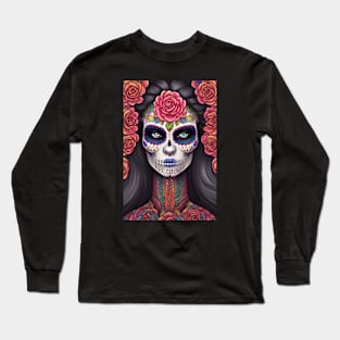 Sugar Skull Art - Captivating Skull Makeup Long Sleeve T-Shirt